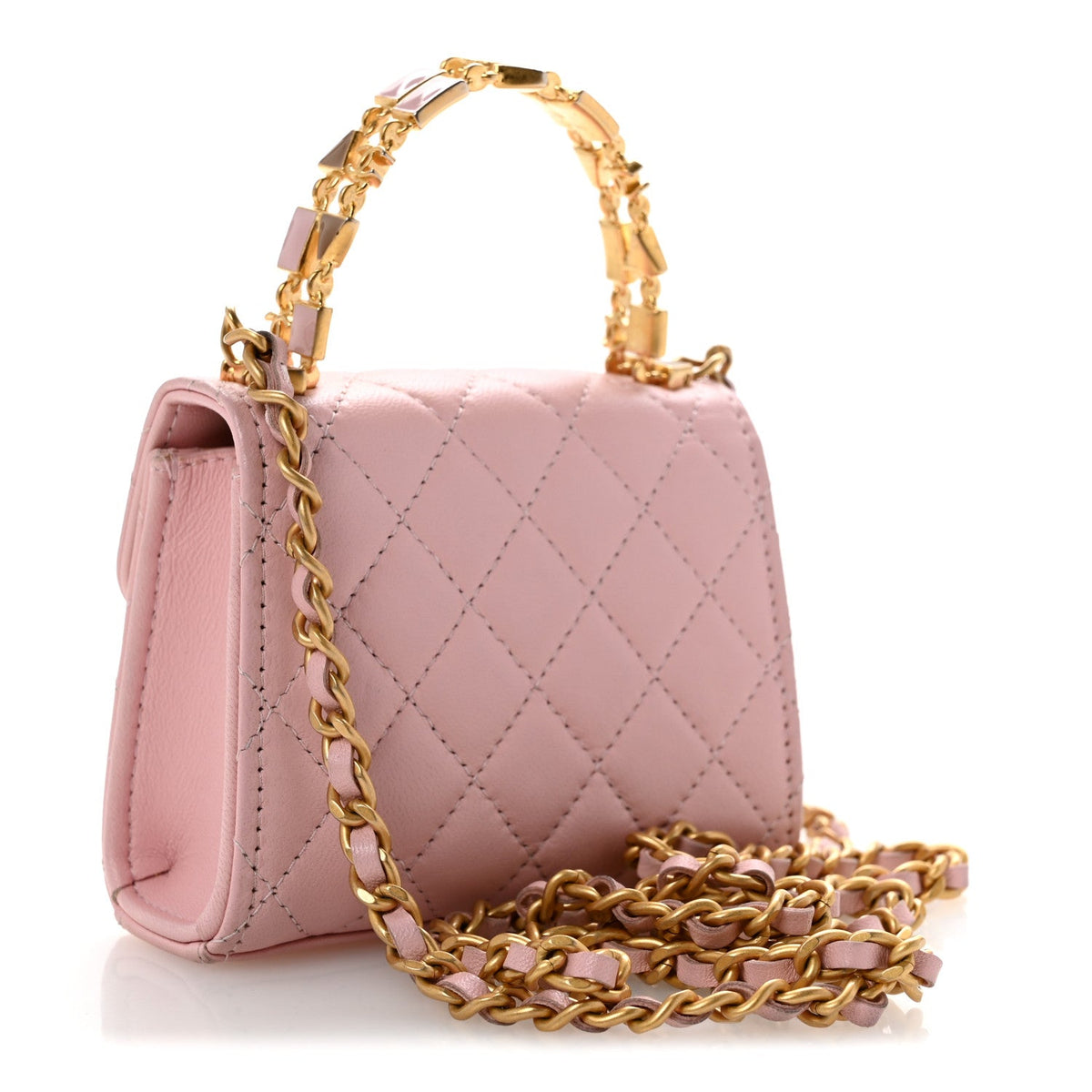 Mini Quilted Lambskin Flap Shoulder Bag - Pink