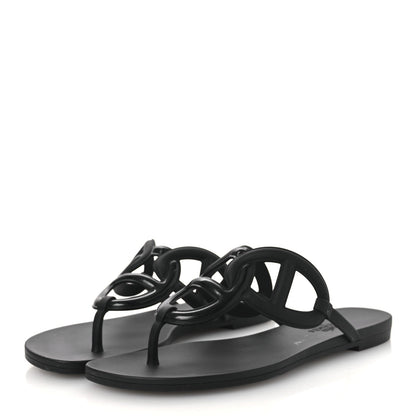 Hermes Rubber Women's Egerie Sandals 36 Black