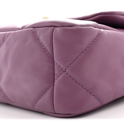 Medium Quilted Goatskin Flap Shoulder Bag - Purple