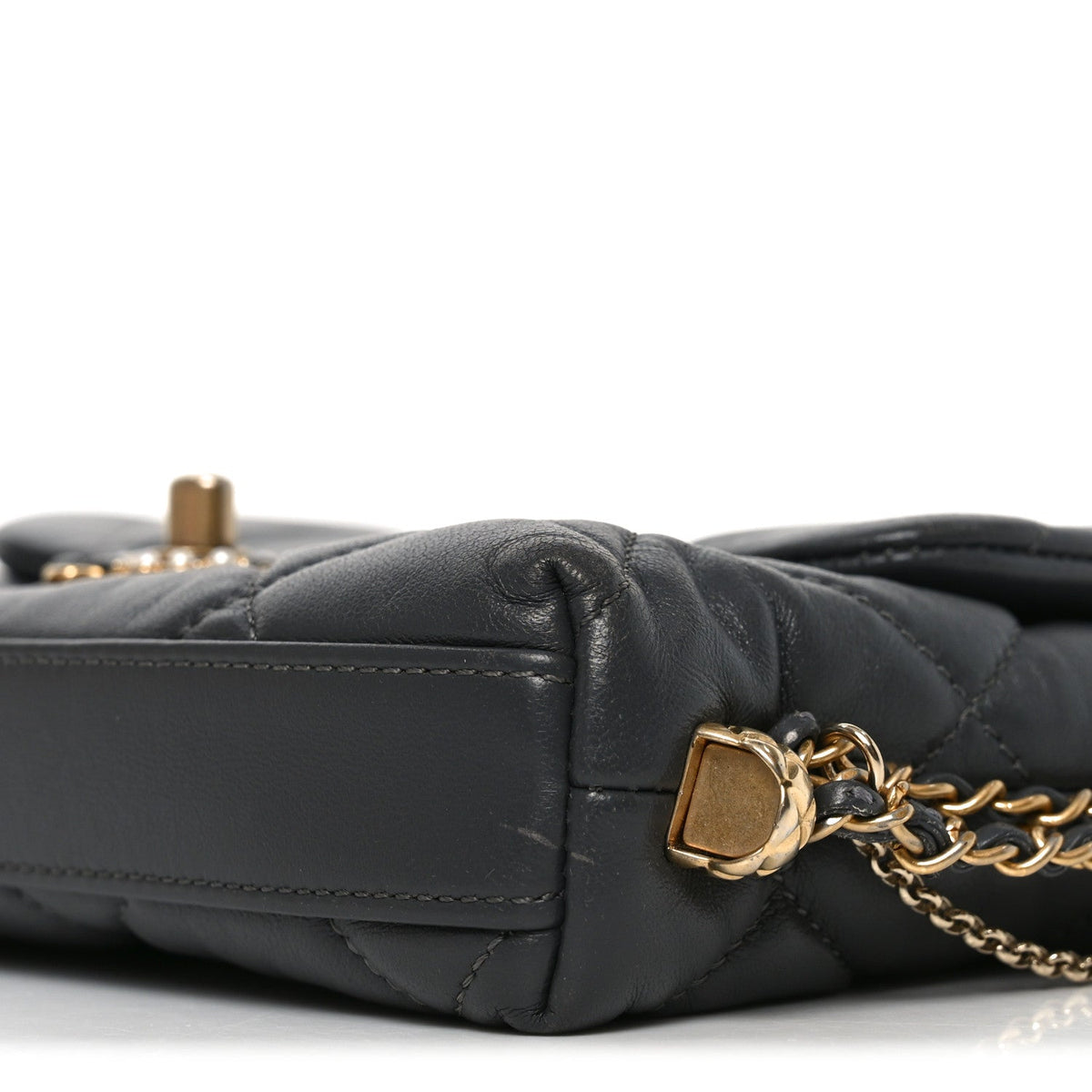Mini Quilted Lambskin Flap Shoulder Bag - Grey
