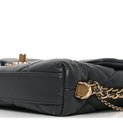 Mini Quilted Lambskin Flap Shoulder Bag - Grey