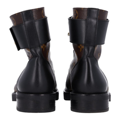 Louis Vuitton Calfskin Monogram Women's Wonderland Ranger Boots 38 Black