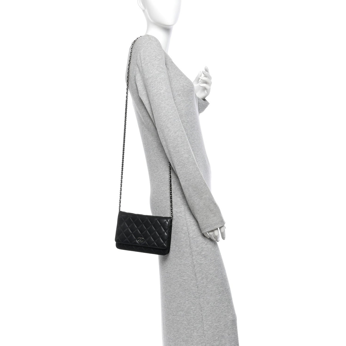 Quilted Lambskin Wallet Bag - Black