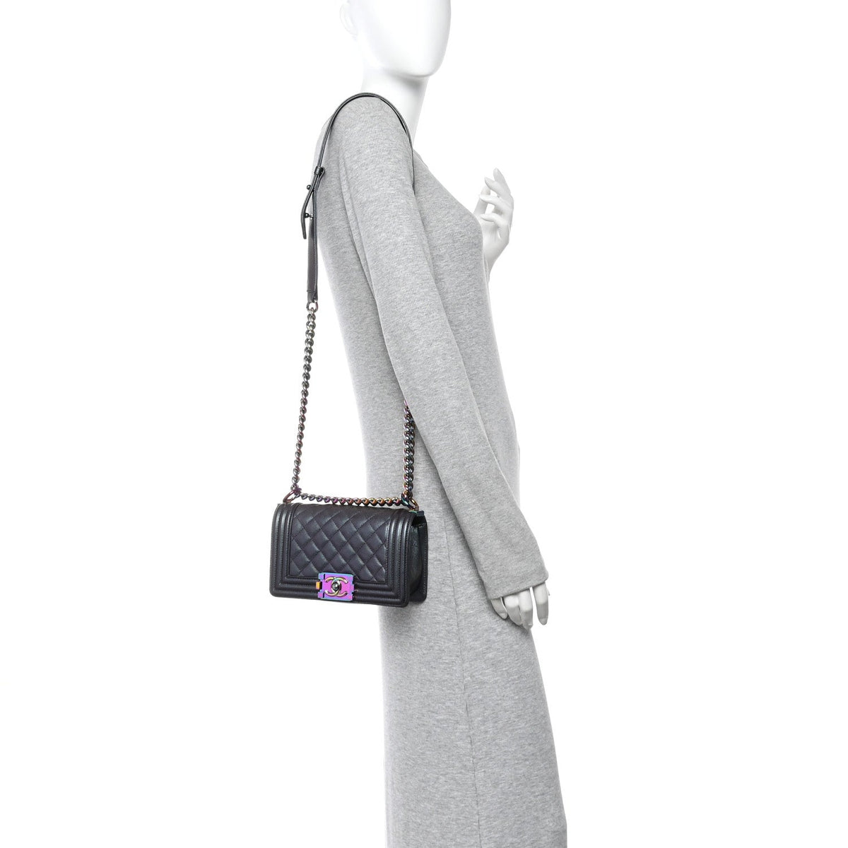 Small Quilted Goatskin Flap Shoulder Bag - Purple