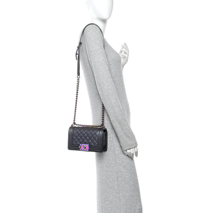 Small Quilted Goatskin Flap Shoulder Bag - Purple
