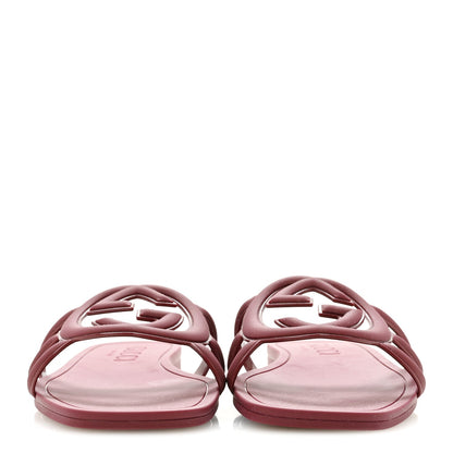 Gucci Rubber Women's Interlocking G Slide Sandals 39 Rosso Ancora