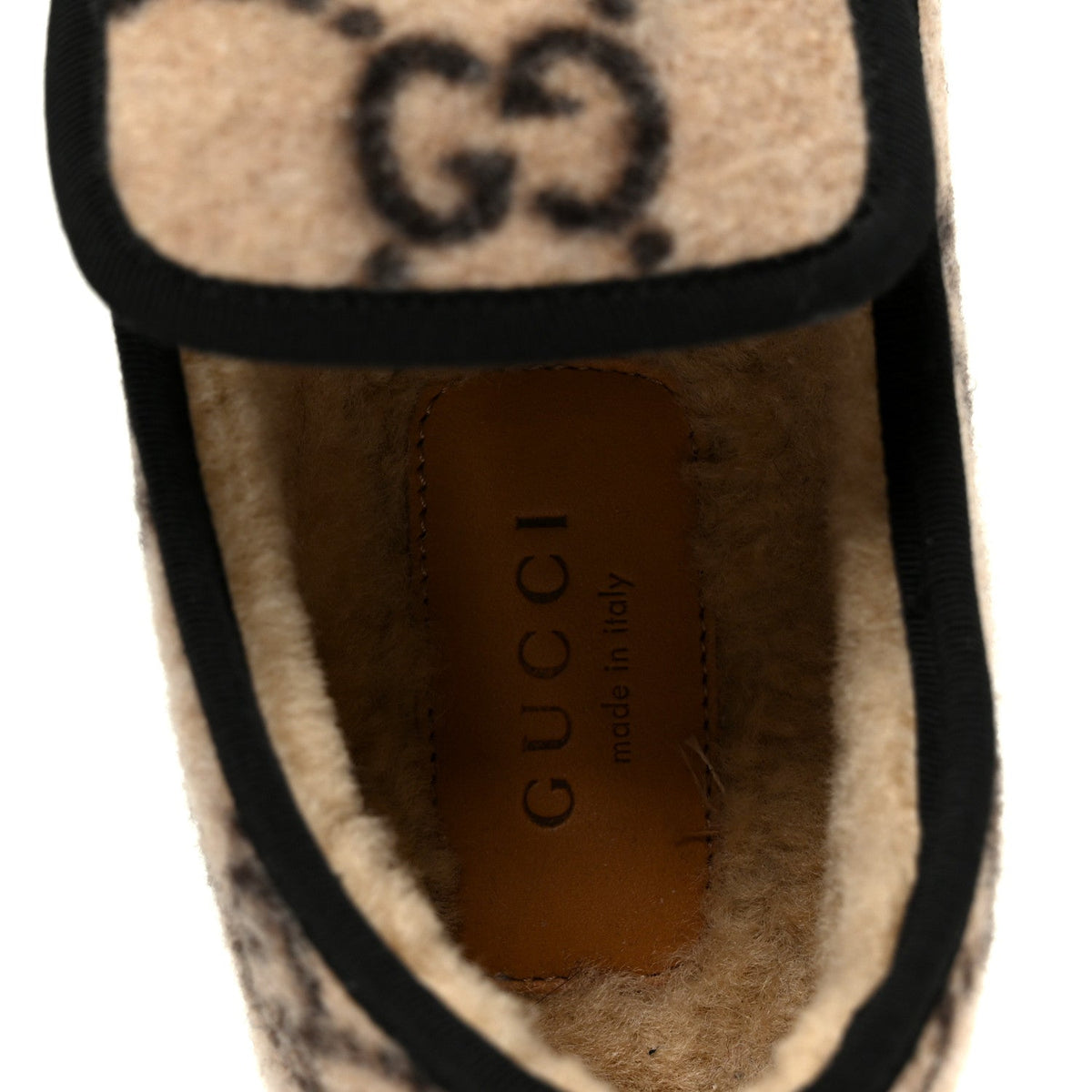 Gucci Wool Women's Fria Horsebit Loafers 35.5 Beige Ebony