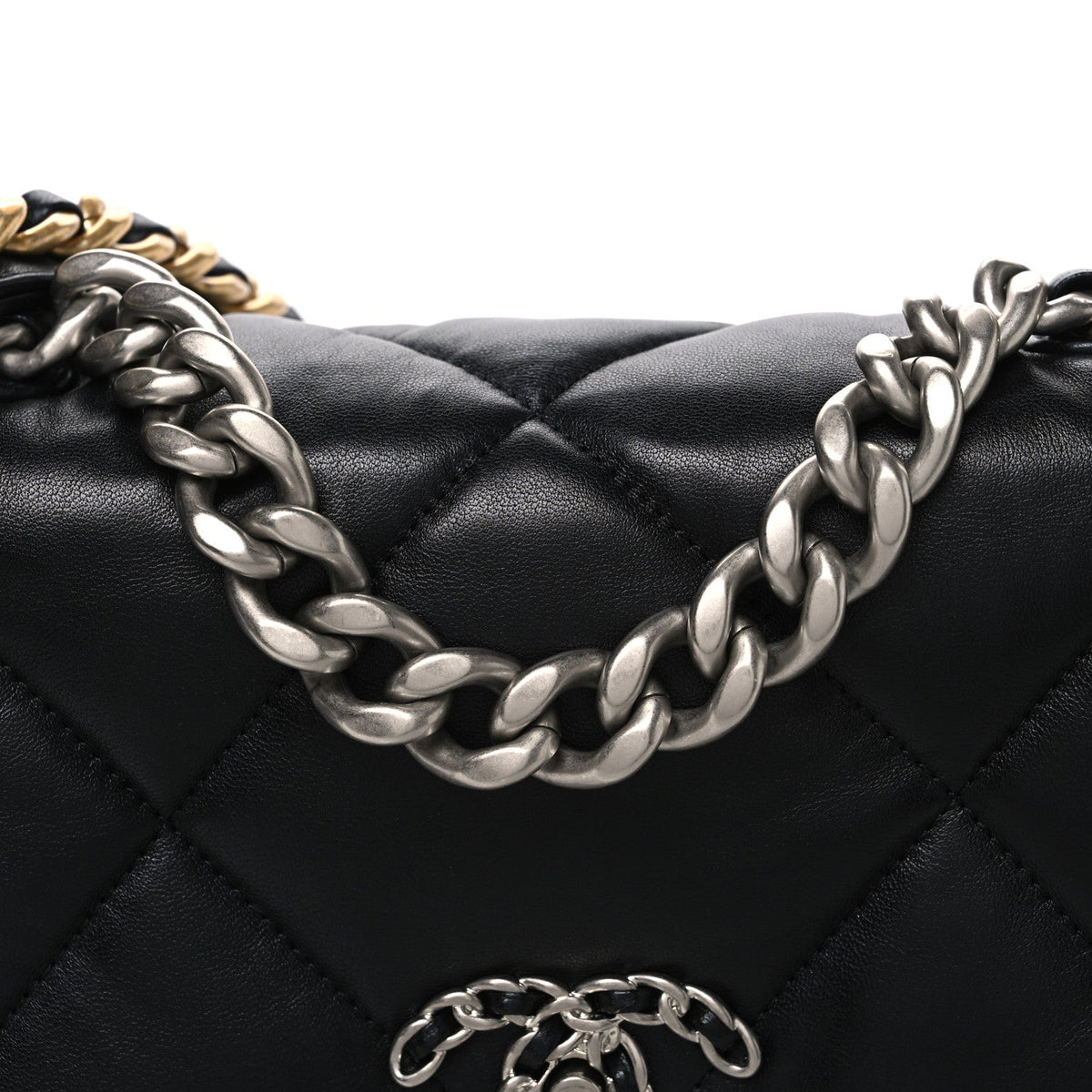 Medium Quilted Lambskin Flap Shoulder Bag - Black