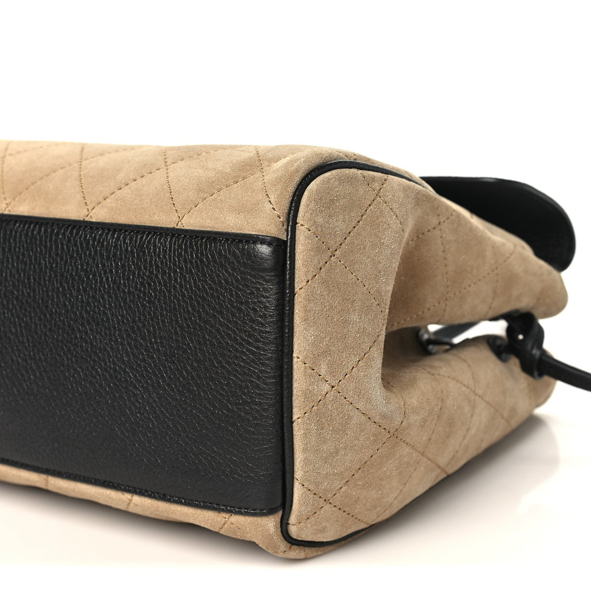 Calfskin Suede Handbag - Beige