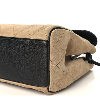 Calfskin Suede Handbag - Beige