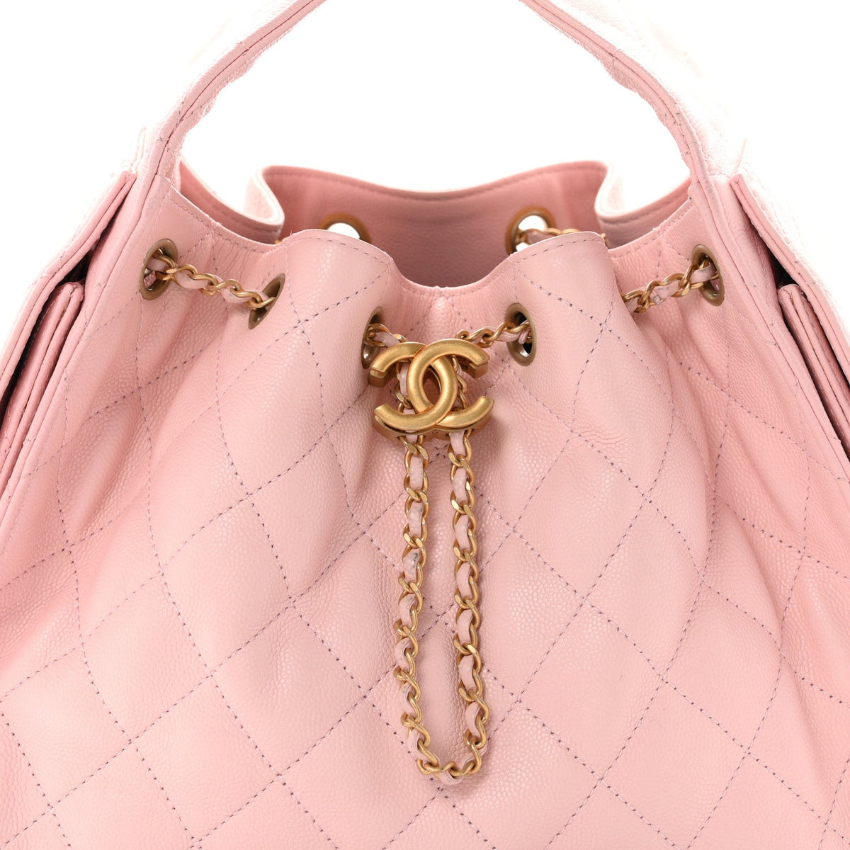 Small Quilted Caviar Handbag - Pink