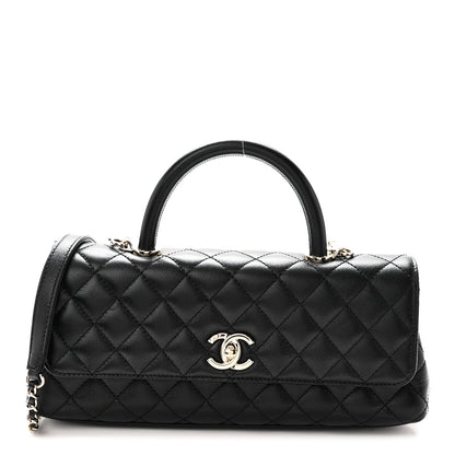 Maxi Quilted Caviar Flap Shoulder Bag - Black