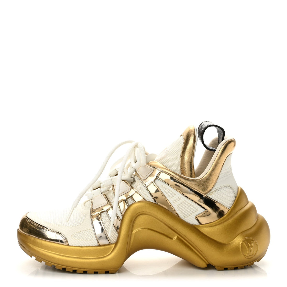 Metallic Calfskin Technical Nylon LV Archlight Sneakers White Gold
