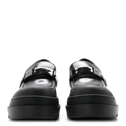 Christian Dior Brushed Calfskin Rubber Women's Dior Code 35mm Loafers 39 Black