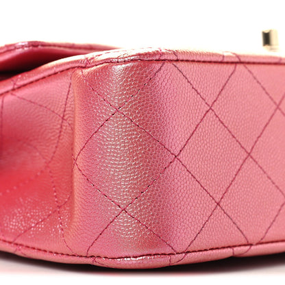 Medium Quilted Caviar Flap Shoulder Bag - Pink