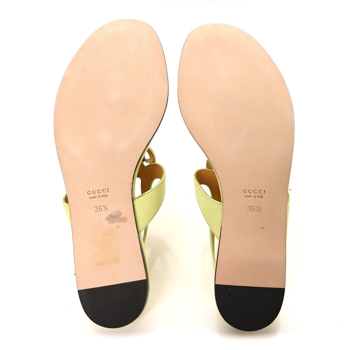 Gucci Calfskin Women's Double G Thong Flat Sandals 36.5 Pistachio Green