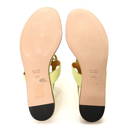 Gucci Calfskin Women's Double G Thong Flat Sandals 36.5 Pistachio Green
