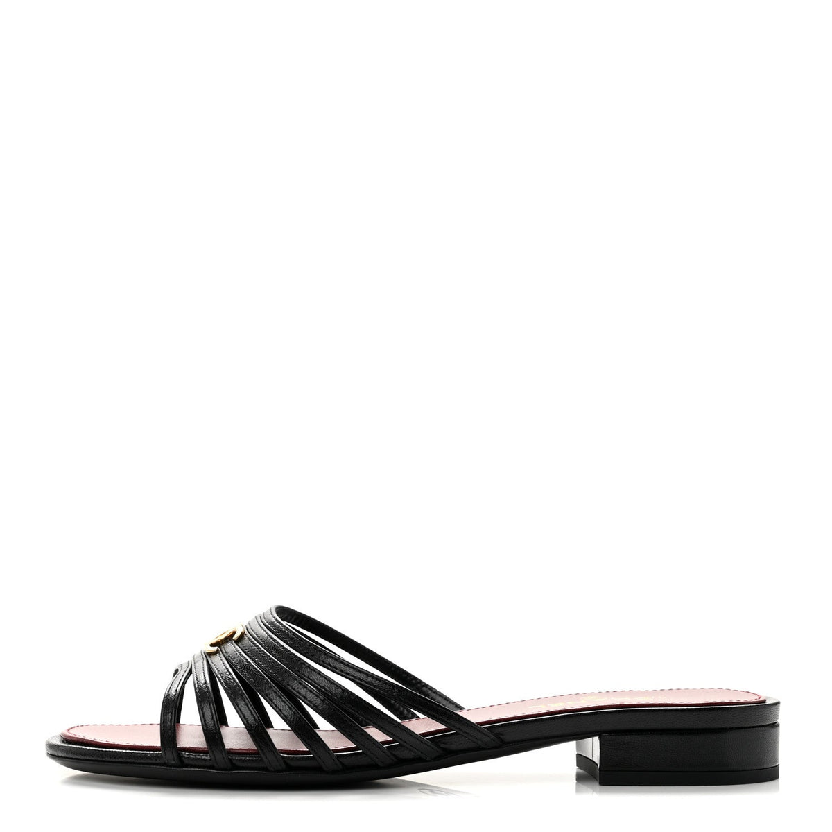 Goatskin Caged CC Slide Sandals Black