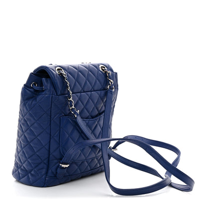 Small Quilted Lambskin Backpack - Blue