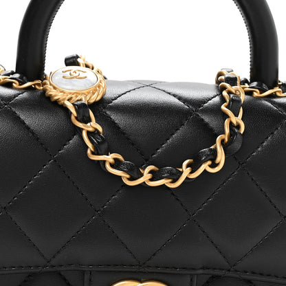 Mini Quilted Lambskin Flap Shoulder Bag - Black