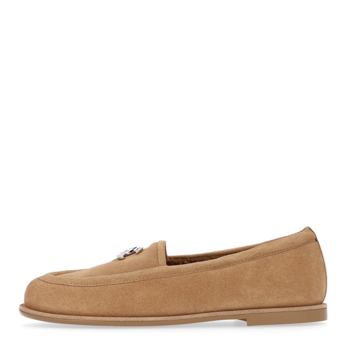 Suede Calfskin CC Loafers Dark Beige