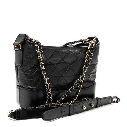 Small Quilted Calfskin Hobo Bag - Black