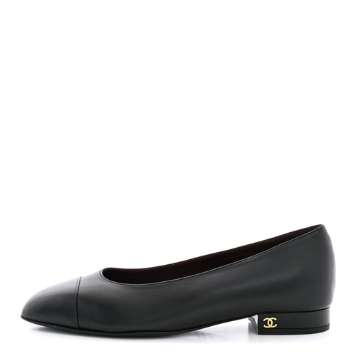 Lambskin Cap Toe CC Uniform Ballerina Flats Black
