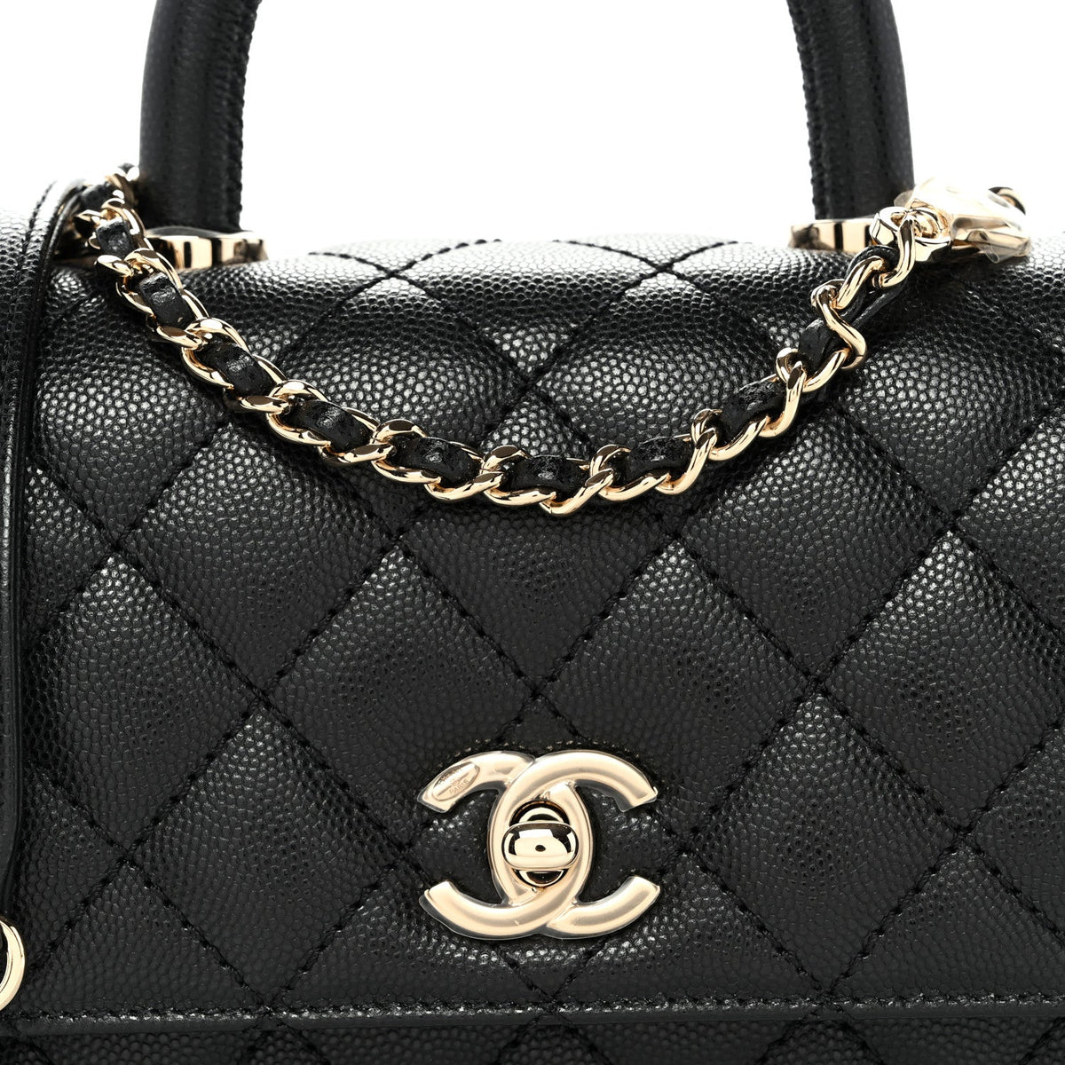 Mini Quilted Caviar Flap Shoulder Bag - Black