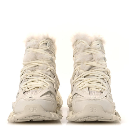 Balenciaga Mesh Nylon Faux Fur Women's Track Hike Sneakers White