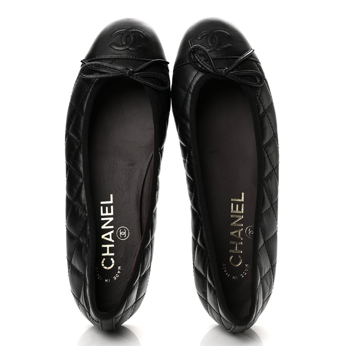 Chanel Aged Calfskin Quilted CC Cap Toe Women's Flats