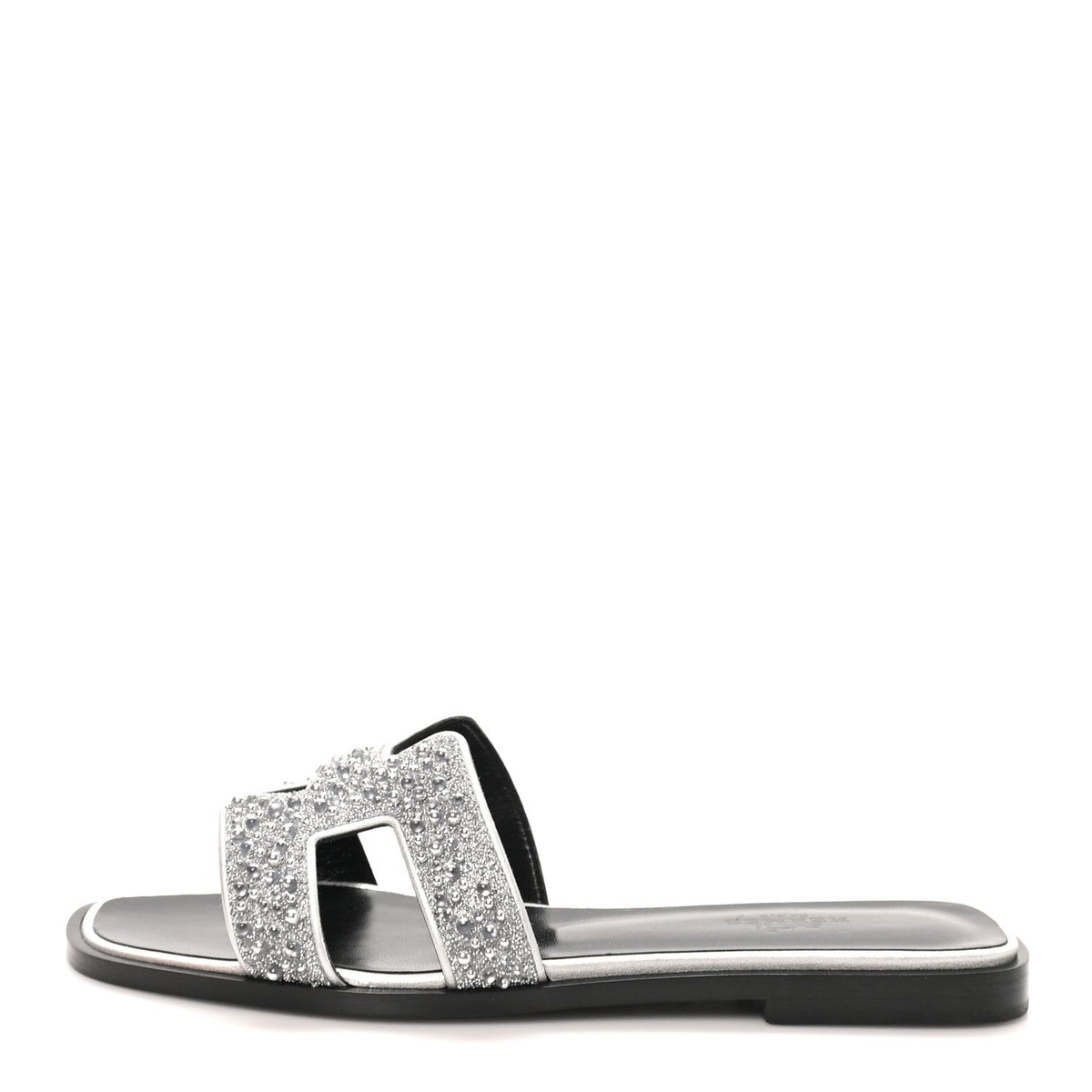 Velvet Goatskin Crystal Beads Oran Sandals Gris Argente