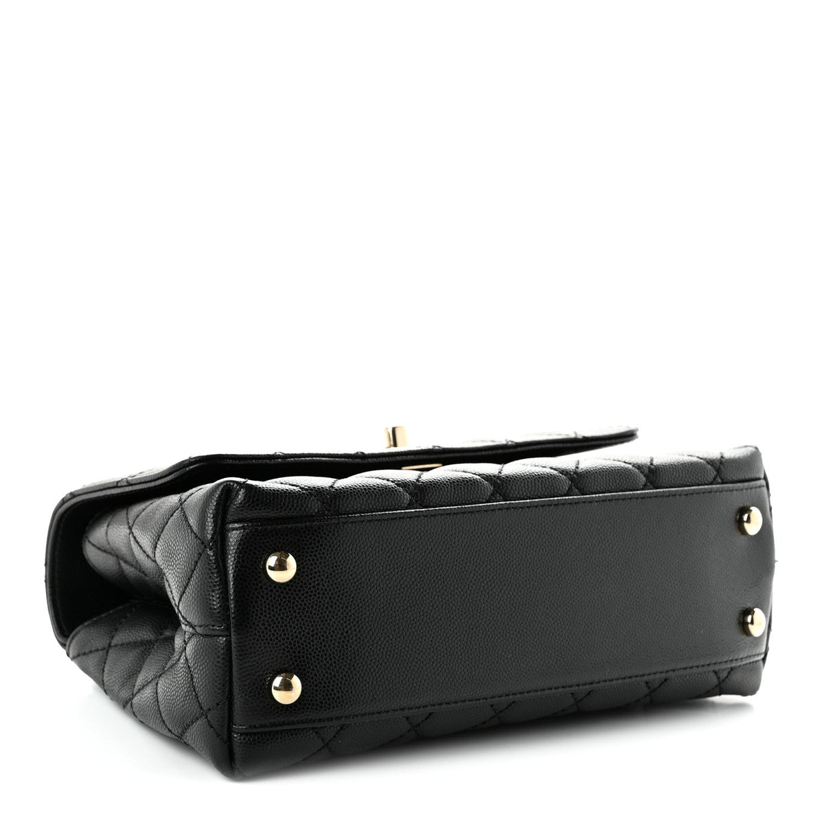 Mini Quilted Caviar Flap Shoulder Bag - Black