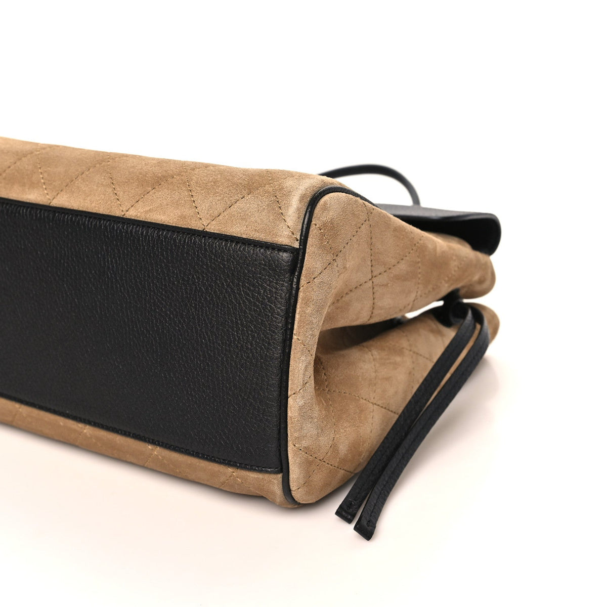 Calfskin Suede Handbag - Beige