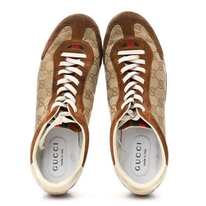 Gucci Monogram Canvas Suede Men's Shift Sneakers 10.5 Beige Brown