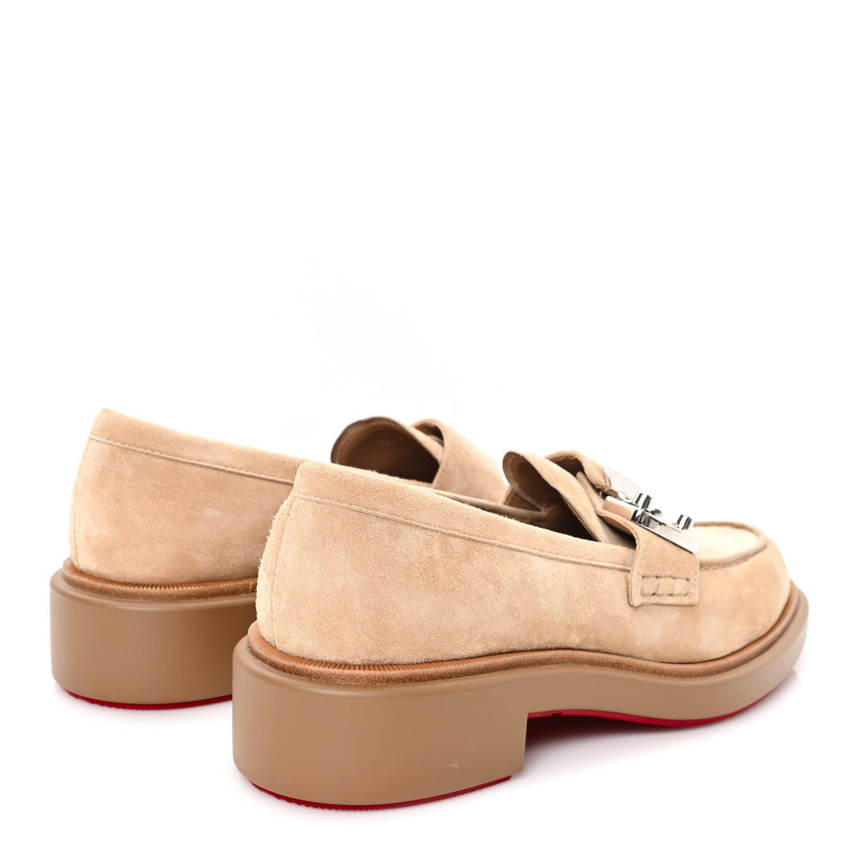 Christian Louboutin Suede Men's Urban Moc Lock Loafers 38 Beige