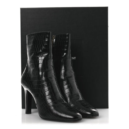 Saint Laurent Leather Women's Jane 90 Zip Booties 42 Black