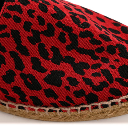 Saint Laurent Canvas Women's Leopard Print Espadrilles 38 Red Black