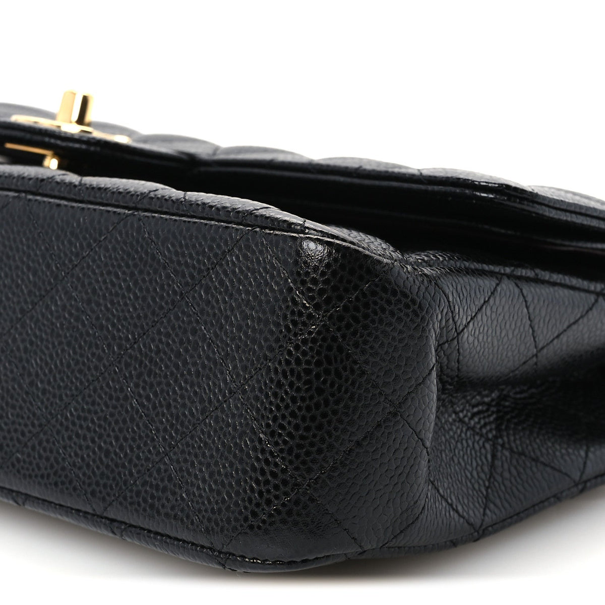 Medium Quilted Caviar Flap Shoulder Bag - Black
