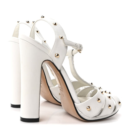Gucci Calfskin Women's Studded Sandals 37 White