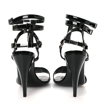 Saint Laurent Patent Calfskin Women's Fetish 105 Sandal 39 Black