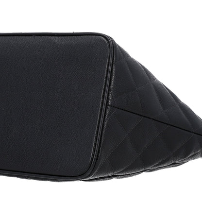 Quilted Caviar Tote Bag - Black