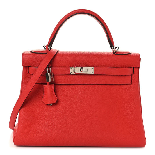 Togo Kelly Retourne 32 Rouge Casaque Handbag