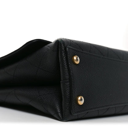 Caviar Flap Shoulder Bag - Black