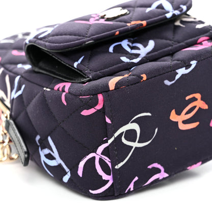 Mini Quilted Fabric Backpack - Black
