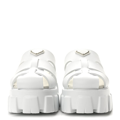 Prada Foam Rubber Women's Monolith Cage Sandals 38 White
