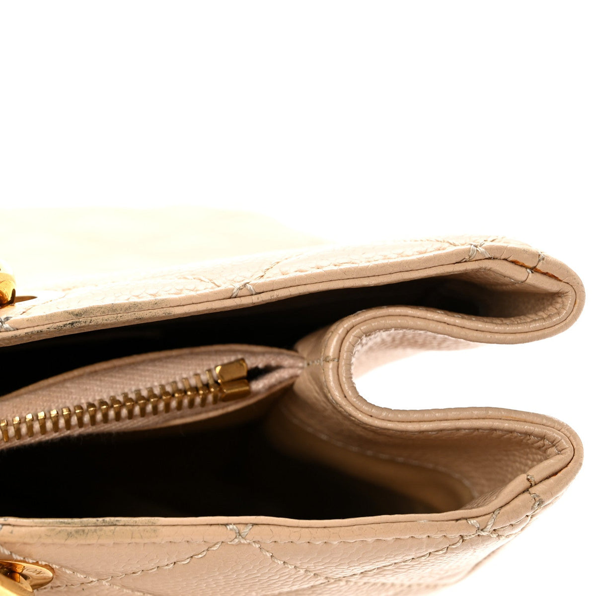 Quilted Caviar Tote Bag - Beige