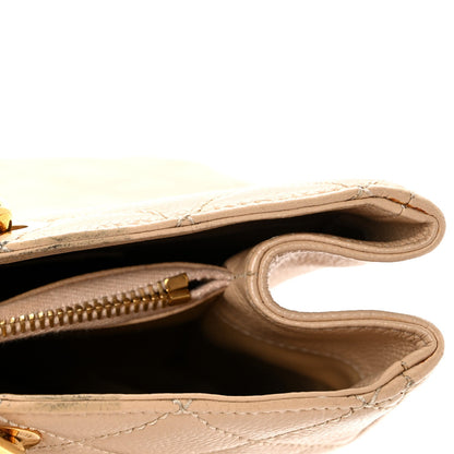 Quilted Caviar Tote Bag - Beige