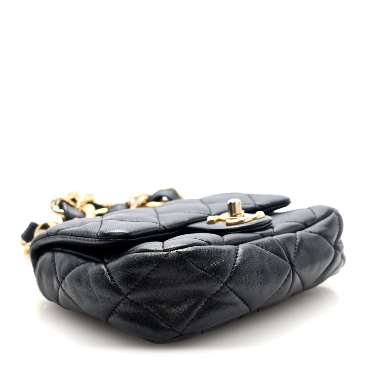 Mini Quilted Lambskin Flap Shoulder Bag - Black