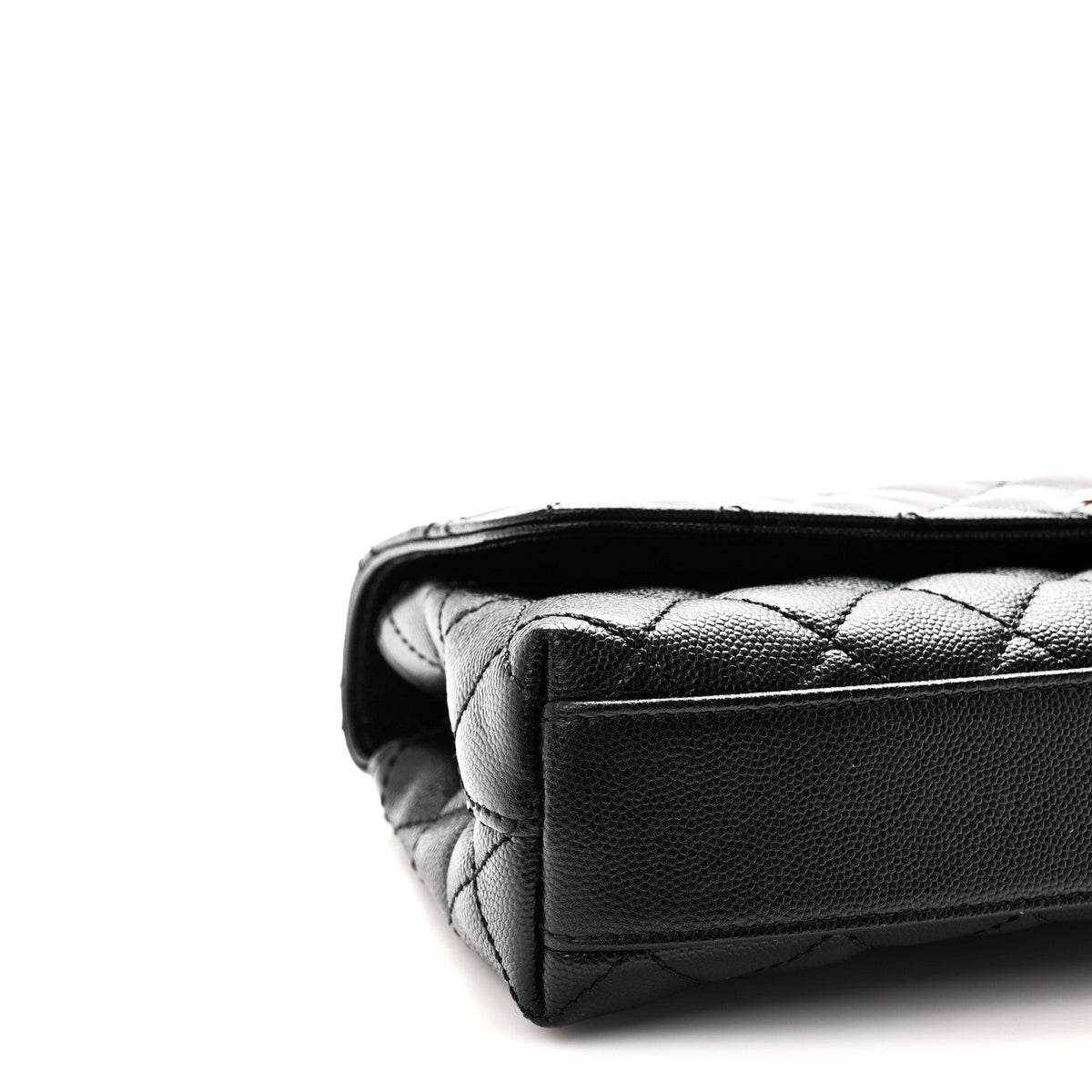 Maxi Quilted Caviar Flap Shoulder Bag - Black