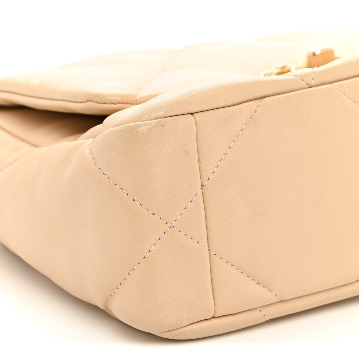 Medium Quilted Lambskin Flap Shoulder Bag - Beige